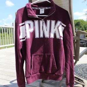 maroon PINK quarter zip sweatshirt